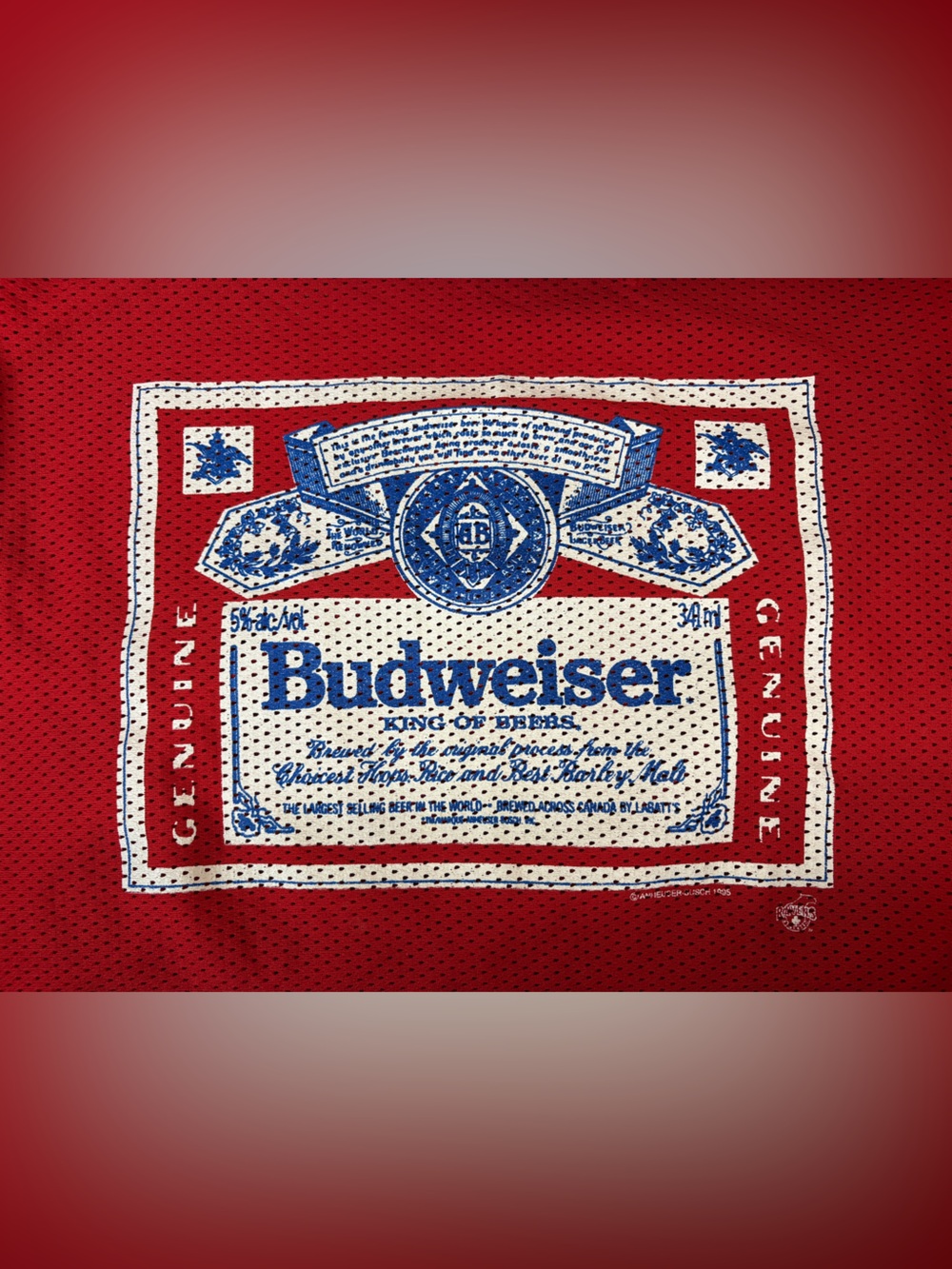 Vintage Budweiser Red White Blue Mesh Hockey Jersey
